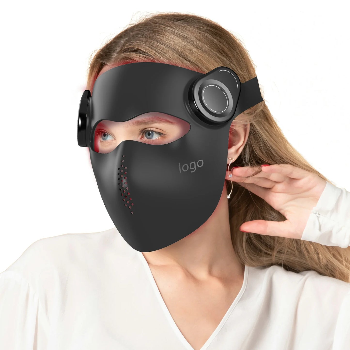 VersoLight Lumen silicone LED face mask, angled view